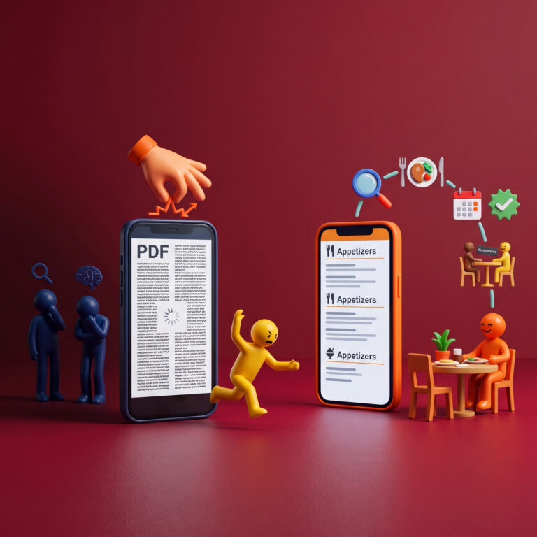 Confronto tra menu in PDF e menu digitale del ristorante su smartphone