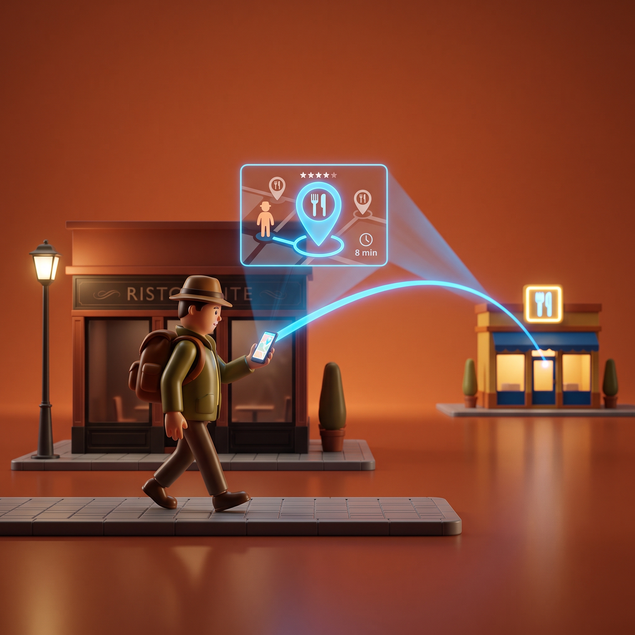 Local marketing per ristoranti: turisti che scelgono dove mangiare consultando lo smartphone