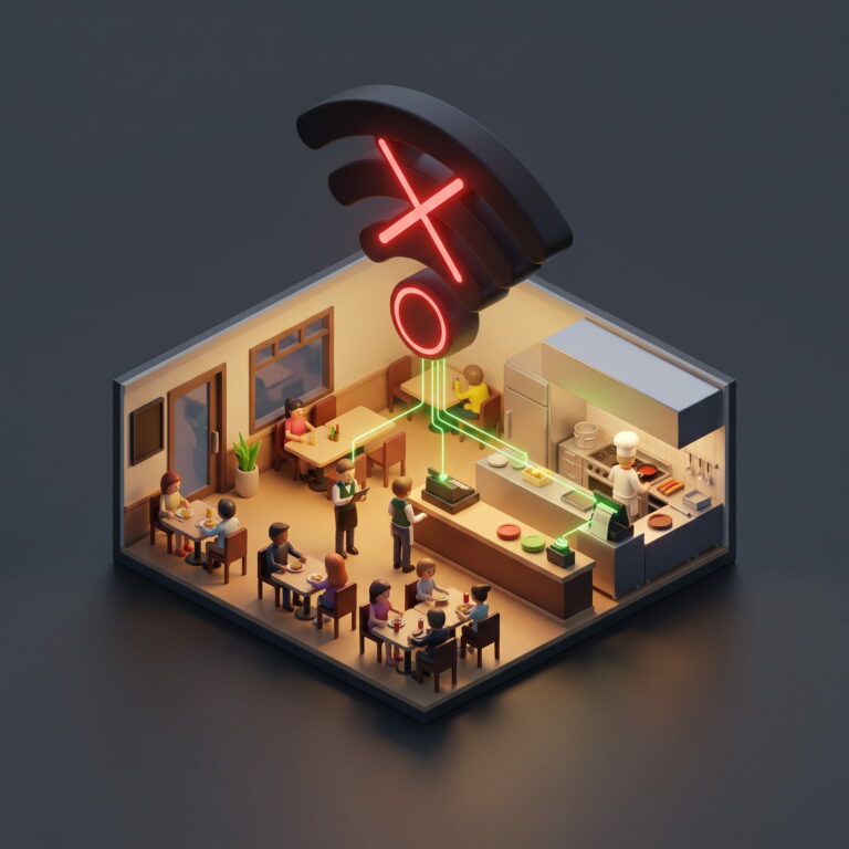 Gestionale cloud senza Internet: cassa e comande di un ristorante durante il servizio