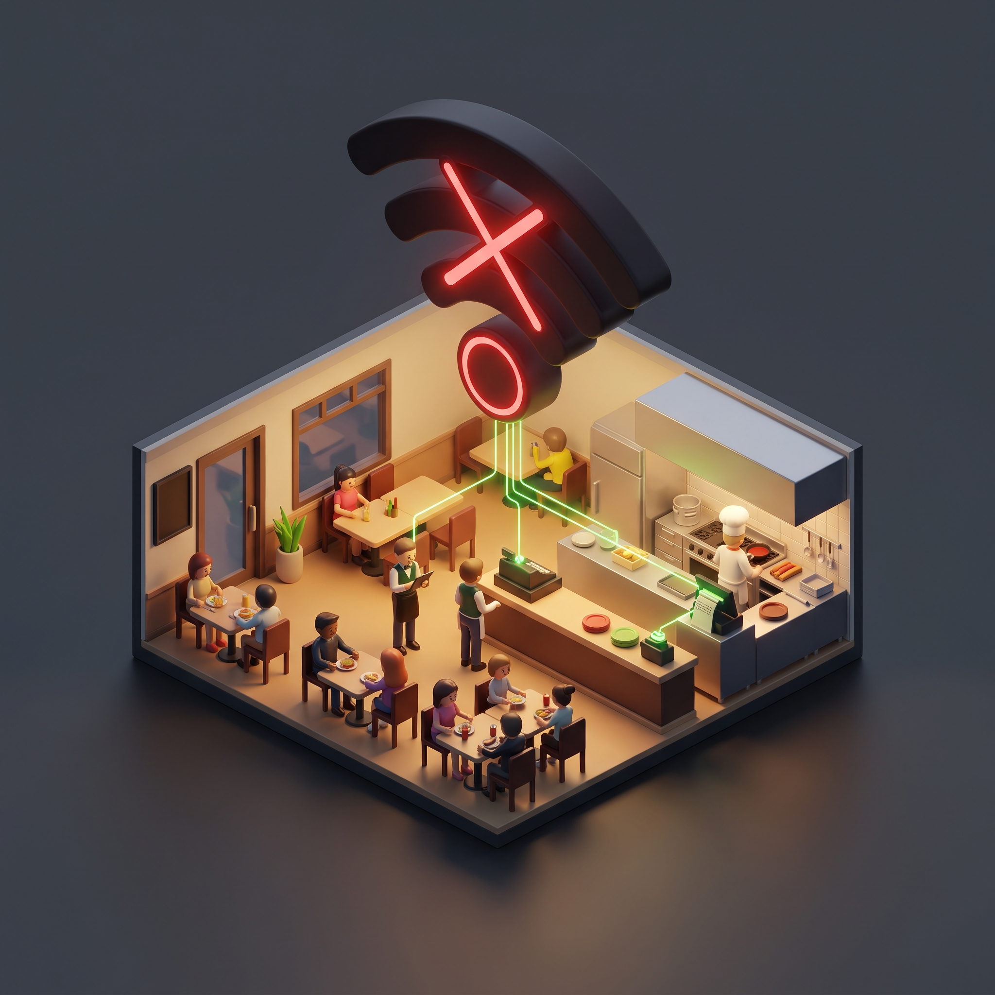 Gestionale cloud senza Internet: cassa e comande di un ristorante durante il servizio
